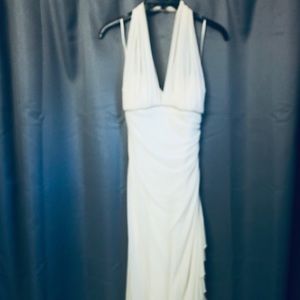 White halter top formal dress with gems